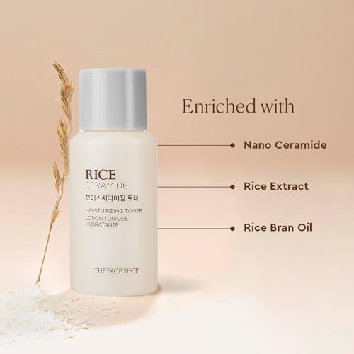 Image of The Face Shop Rice & Ceramide Moisturizing Toner 34ml | Hydrating Milky Face Toner with Rice Extract for Brightening & Glow | Korean Skincare | For All Skin Types