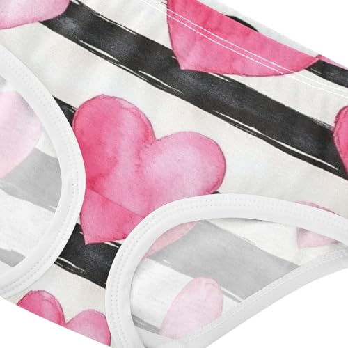 Girls' Cotton Panties Briefs Underwear for Girls Pink Striped Heart4