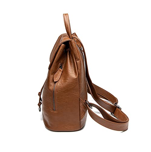 Mochila Moda Simples Feminina de Couro Macio Mochila de Viagem Pequena Multifuncional Anti-roubo Bol