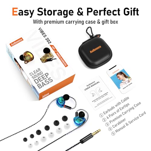 Image of Audiovance Vibes 202 HiFi Wired Earbuds, IEM in-Ear Monitor Headphones