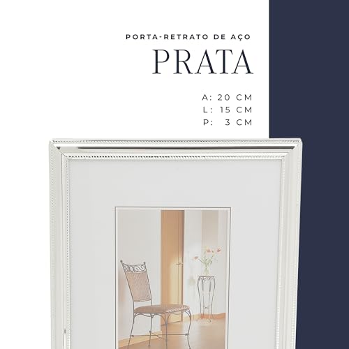 Porta-Retrato de Aço Prata 15cm x 20cm - Wolff
