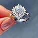 icedout 14K White Gold Plated Heart Cut Diamond Engagement Ring Starburst Halo Shape Design Ring For Women Antique Vintage Style 925 Sterling Silver Retro Vintage Style Handmade Customized Ring
