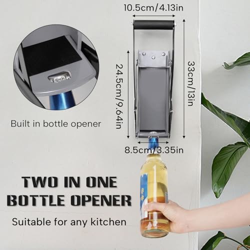 GYE 16 oz Metal Aluminum Can Crusher, Wall Mounted Heavy Duty Smasher for Aluminum Seltzer, Soda, Beer Cans And Bottles for Recycling, Gadgets for Home (Gray) - Thumbnail 3