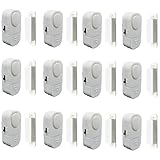 12 Pack Wireless Security Window Alarm Home Protection Against Burglar Wireless Chime Alarms - Loud Safe Door Alarms for Kids Safety, DIY for Home Security, Office Protection (White)