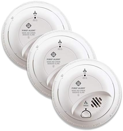 FIRST ALERT BRK SC9120B-3 Hardwired Smoke and Carbon Monoxide (CO) Detector with Battery Backup, White, Pack of 3
