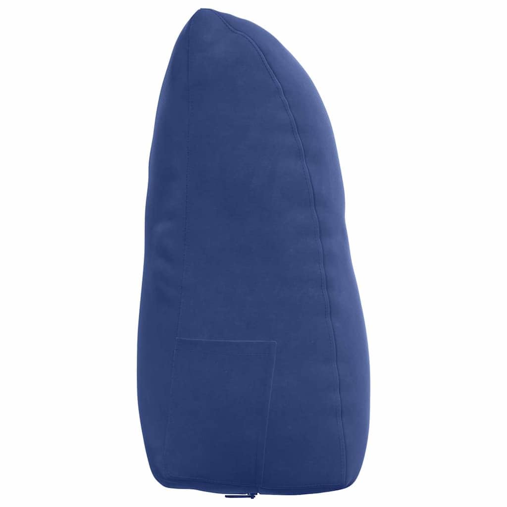 Cojín de respaldo de terciopelo azul policía 60 x 24 x 50 cm con soporte ergonómico, bolsillo lateral para mando a distancia y funda extraíble, ideal como cojín lumbar para sofá, oficina