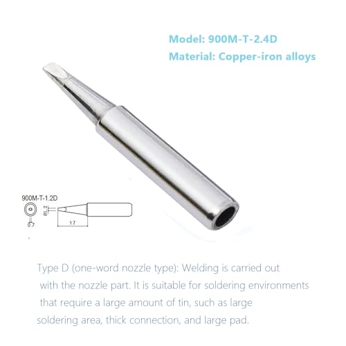 Soldering Iron Tips,900M Solder Tip Replacement, Solder Welding Replacement Tip Kit Use for Hakko, Radio Shack Solder Station etc (5PCS 900M-T-2.4D)