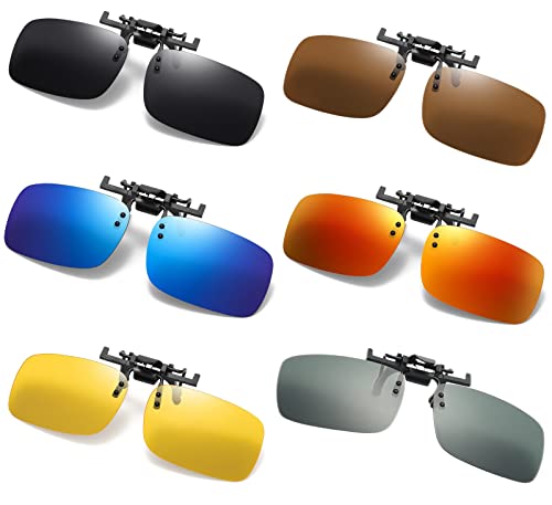 Image of Clip on Flip up Polarized Lens For Prescription Glasses UV Protection Sunglasses (Clear lenses not Polarized)
