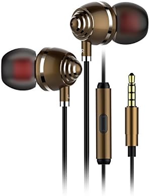 in Ear Headphones with Mic Hybrid Dual Driver Earbuds in Ear Monitor Headphones Banlance Armature with Dynamic in-Ear Earphones 1BA+1DD HiFi Headset Noise Isolating Wired Headphones for Boy (Brown)