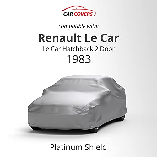 Platinum Shield Weatherproof Car Cover Compatible With 1983 Renault Le Car Hatchback 2 Door - Outdoor & Indoor - Protect From Water, Snow, Sun - Fleece Lining - Cable Lock, Storage Bag & Wind Straps #TOP1