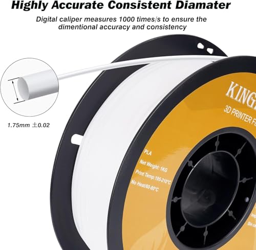Image of Kingroon PLA 3D Printer Filament,10 Rolls, Dimensional Accuracy + /- 0.02 mm, 10kg Spool(22lbs), 1.75 mm,White