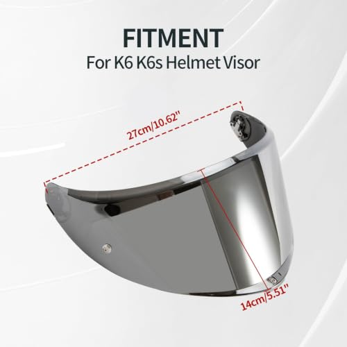 Image of PSLER Shatterproof Motorcycle Helmet Visor for K6 K6s,Silver-Mirror