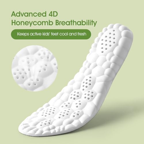 Image of 4D Cloud-Soft Comfort Insoles for Kids and Youth - Memory Foam Insoles with Shock Absorption - Trim-to-Fit Arch Support Insoles for Healthy Development of Growing Feet (US Youth 5Y-6Y /245mm)