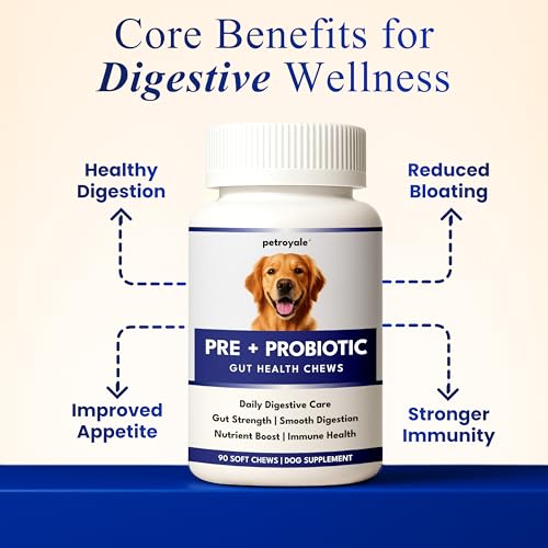 Image of Petroyale Dog Pre+ Probiotic & Prebiotic Chews - Probiotics for Dogs - Dog Gut Health Supplement - Relieves Diarrhea, Improves Digestion & Immunity (90 Soft Chew)