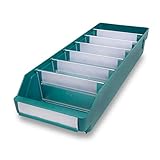 Caja para estanterías de polipropileno a prueba de golpes, verde, L x A x H 500 x 180 x 95 mm, UE 20 unidades.