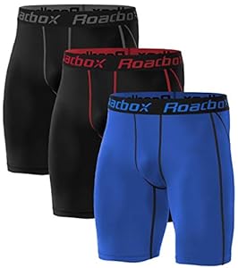 Roadbox Herren 3er Pack Kompressionsshorts Schwarz Rot Blau