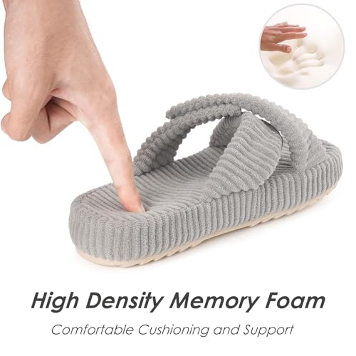 Slippers for Women Comfy Memory Foam Adjustable Corduroy Cross Band Open Toe Slip on Bedroom Home House Slides Shoes Indoor Outdoor2