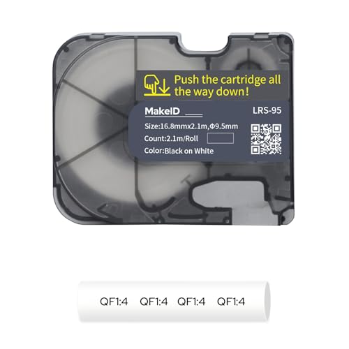 MakeID P31S Heat Shrink Wire and Cable Labels with Ribbon Label Maker Printers, 0.66" Dia, Black on White