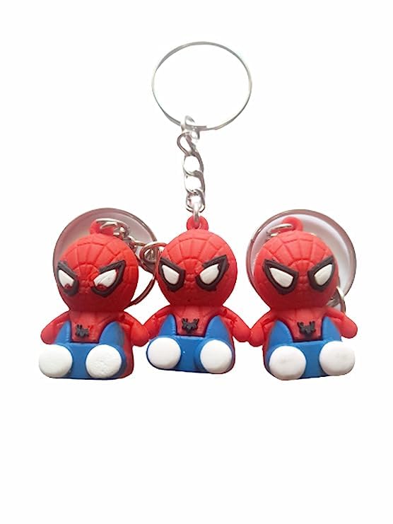 RazyCollection Cute SpiderMan Keychain Key ring Holders Keychain & Bag Charm | Mix Charms Keychain | for Spiderman Lovers (Pack of 3)