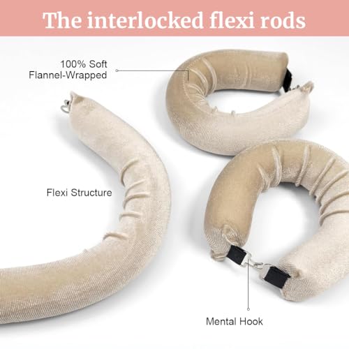 Image of MAYCREATE 6PCS Heatless Hair Curler to Sleep in No Heat, Satin Heatless Curls Overnight Rods Curling Set Jumbo Foam Sponge Hair Rollers Curlers for Long Hair Women Styling Tool, Beige