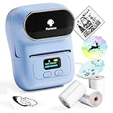 Phomemo M110 Bluetooth Etikettendrucker, Etikettiergerät Beschriftungsgerät Selbstklebend mit 3 Etikett Geschenkbox, Labeldrucker für Barcode,Geschäfte,kleine Unternehmen,für Android & iOS & PC - Blue