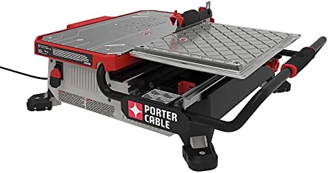 PORTER-CABLE Tile Cutter, Tile Saw, For Remodelers and DIYers, 2,850 RPM, Stainless Steel Deck, Water and Debris Resistant (PCE980)