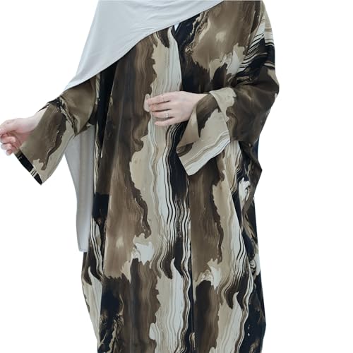 Image of Muslim Prayer Cardigan Tie-dye Printed Abaya Maxi Robe for Women | Tie-dye, Open front, Satin Fabric