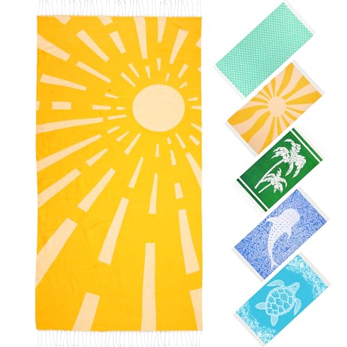 Beach Sunshine Turkish Beach Towels Travel Vacation Essentials Quick Dry Sand Free Oversized Bath Pool Swim Towel Extra Large XL Blanket Adult Cruise Accessories Must Haves Clearance Stuff Necessities