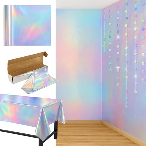 SmoothNovelty 1 Roll 100 Inch x 4.5 ft Iridescent Plastic Backdrop