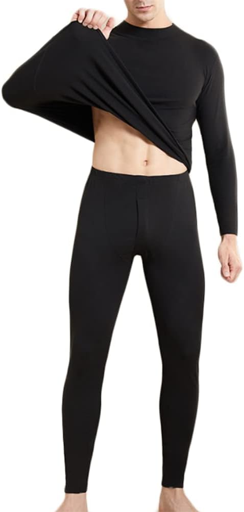 HSQSMWJ Men's Ultra Soft Thermal Underwear Set Stretchy Thin Long Johns Top & Bottom L-3XL