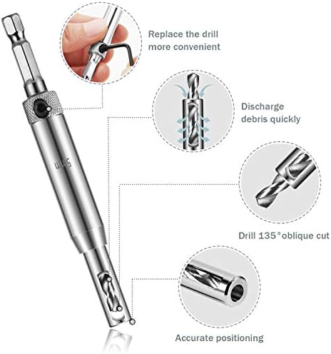 Funxim 9 PCS Hinge Drill Bit Set, HSS Self Centering Drill Bits for Wood Door Window Cabinet Woodworking Hinge Hardware Pilot Hole Drill Bit
