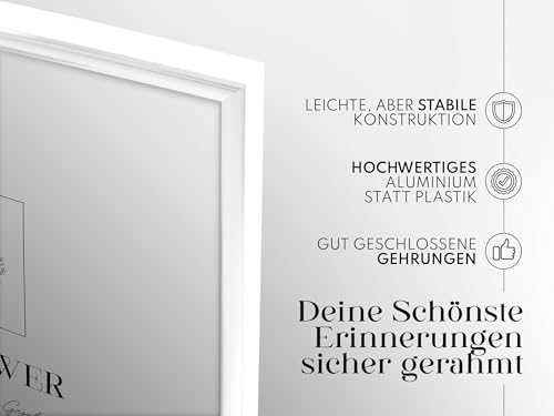 Artower® Bilderrahmen Weiß Metall Dünner Rahmen für DIN A4 21 x 29,7 cm | Posterrahmen Groß Collage | Picture Frame Metal 21x30 cm | Aluminium Schmal Bilderrahmen | White Poster Rahmen