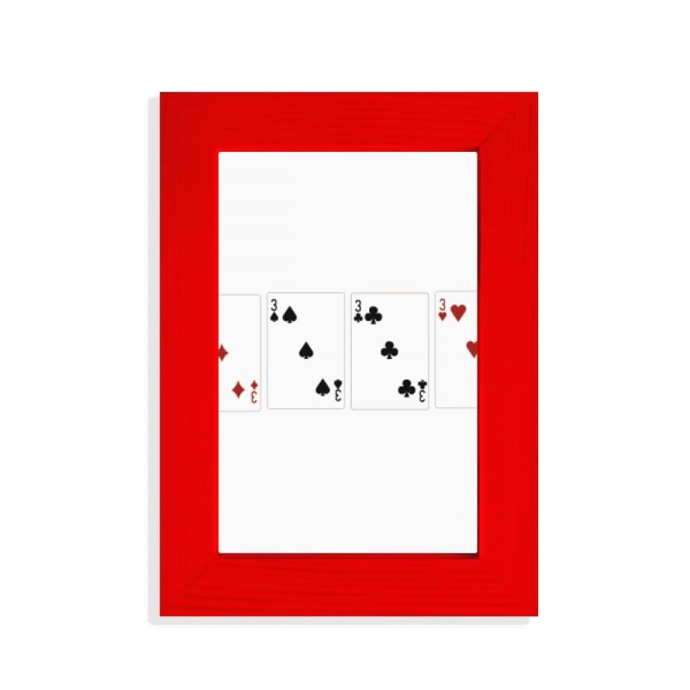 Cadre photo 3 cœurs rouge motif club de pique pour décoration murale