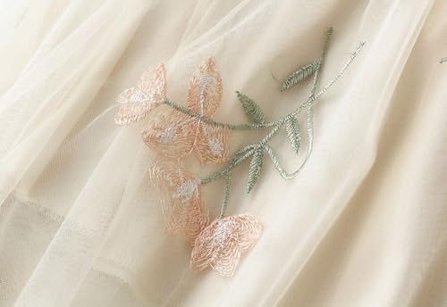 Women's 3D Floral Embroidered Tulle Skirts Mesh Layered Midi Skirt Elastic High Waist A-line Spring Summer Skirts3