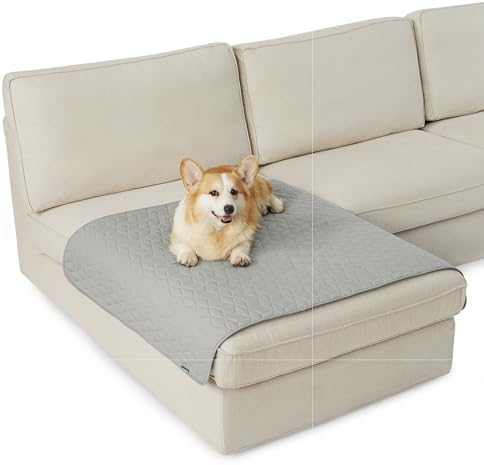 Bedsure 100% Waterproof Couch Cover for Dogs Washable – Non Slip Waterproof Dog Blanket for Couch Sofa, Lightweight Furniture Protector Durable for Pet Cat Puppy with Non-Slip Bottom, Grey, 40x50IN