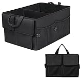 Faltbarer Aufbewahrungskorb: Der große Auto-Organizer eignet sich hervorragend zum Tragen und Aufbewahren. Wie Autoreinigungsgeräte, Einkaufen, Sportgeräte, Werkzeuge, Getränke, Picknicks, Campingartikel, Spielzeug und vieles mehr. Endlich fliegen all diese Gegenstände während der Fahrt nicht mehr herum, da sie in dieser Box sicher und ordentlich verstaut sind.