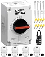 CNLonQcom DC Trennschalter PV Anlage 32A 1200V DIY 2 String oder 1 String Leitungsschutzschalter Mit IP66 Wasserdicht Anschlusskasten M20 Anschluss Für Solar