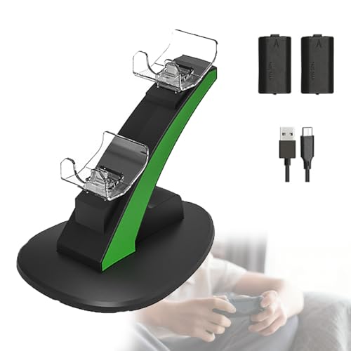 Podwójna ładowarka kontrolera, w zestawie 2 akumulatory, stacja ładowania z diodami LED, antypoślizgowa podstawa, kolor czarny (Black)