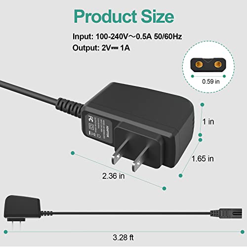 For Wahl Shaver Shaper Charger Power Cord ，For Wahl Trimmer 8061, 8163, 8786-1001, 7367, 7357, 7029, 7060, 7035, 7339，2V 1A Adapter With 3.28 Ft Cable #TOP4