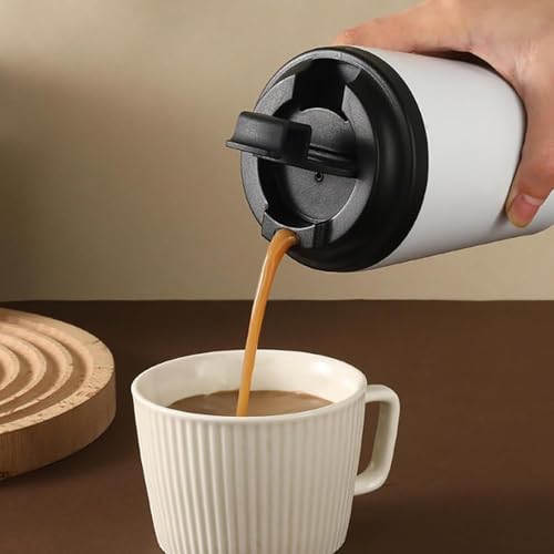 Image of Stvin 380ml Insulated Coffee Mug Travel, Stainless Steel Tumbler with Leak-Proof Lid, Reusable Thermal Cup for Hot & Cold Drinks, Car, Office, Camping & More (3rd White)