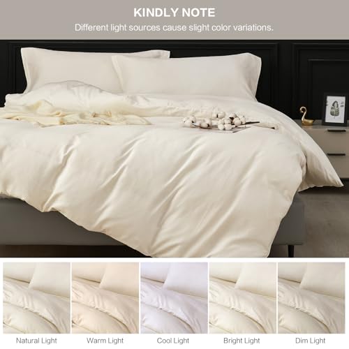 100% Washed Cotton Duvet Cover Queen Size Set, SAPHREAS 3 Pcs Linen Like Comforter Cover with Zipper Closure & Corner Ties (No Comforter), 90x90 White by SAPHREAS - Image 6