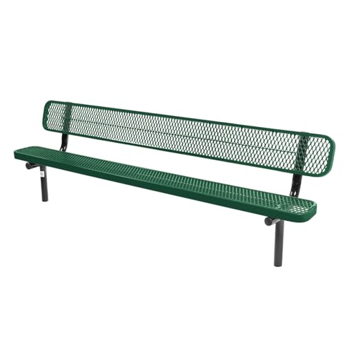 Coated Outdoor Furniture 8 ft bench with back, textured green