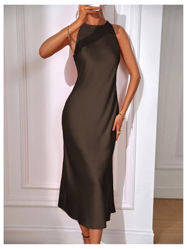 Image of Floerns Women's Elegant Sleeveless Crew Neck Maxi Dress Slit Cocktail Tank Dress