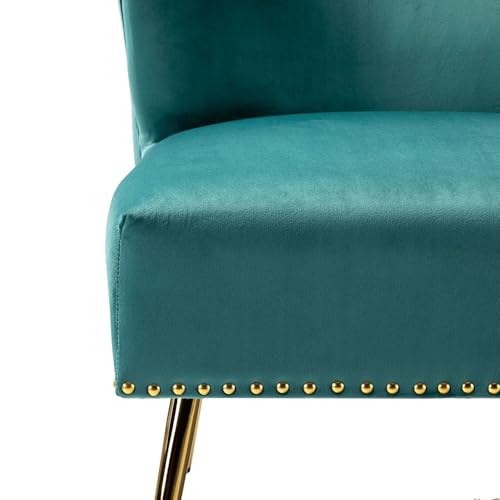 Image of Lakdi The Furniture Co Modern Velvet Lounge Chair for Home & Living Room with Solid Wood Frame & Golden Metal Legs | Upholstered Accent Chair | 5 Years Warranty | Free Assembly