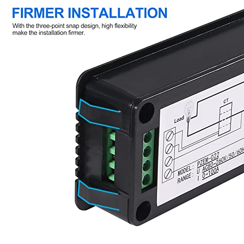 Ac Digital Meter, Ac 80-260V 100A Lcd Display Digital Current Voltage Power Energy Frequency Power Factor Multimeter Ammeter Voltmeter 100A(Split Core Current Transformer) #TOP6
