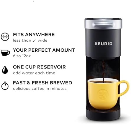 Keurig K-Mini Single Serve K-Cup Pod Coffee Maker, 6 to 12oz Brew size, with Cord Storage, Perfect for Small Spaces, Black - 1