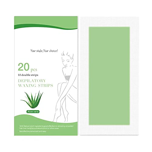 Pinkiou Wax Strips for Hair Removal 20 Counts Large Size Waxing Strips, Facial Wax Strips for Face, Arms, Legs, Underarms, and Bikini, Waxing Strips Body Hair Removal
