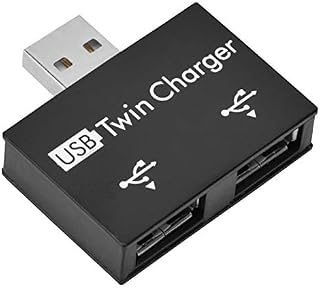 Mini USB Hub, DC 5V USB 2.0 Male to 2-Port USB Twin Charger Splitter Adapter Kit, USB Charger Dual Port for Devices Charging(black)