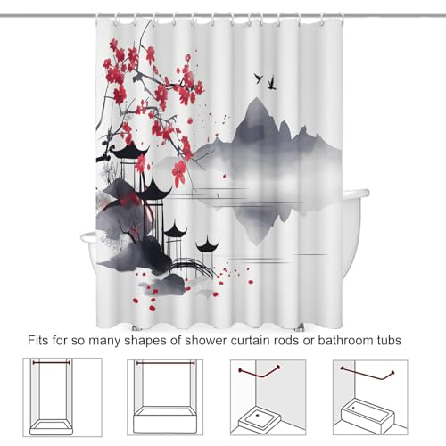 Rideau de douche imperméable lavable avec 12 crochets inclus - 8