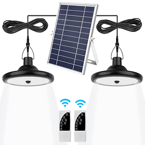 Luz Colgante Solar Exterior Jardin, Focos Led Exterior Solar con Sensor de Movimiento, Lámparas Solares Led con Dos Cable de 5m, IP65 Impermeable, para Jardín Terraza Garaje Granero...